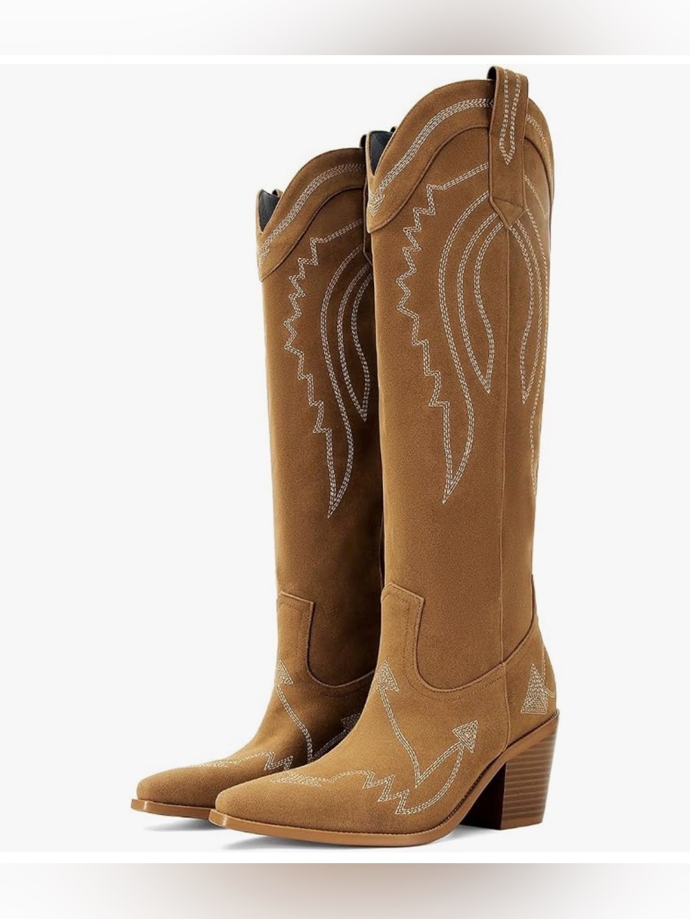 Women’s Tan Suede Western Knee-High Boots